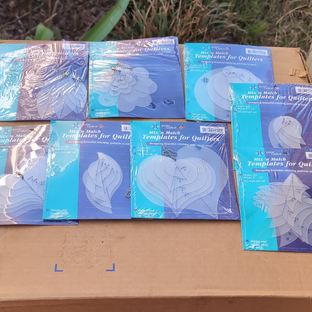 June Tailor Mix N Match Templates for Quilters Set Of 8 Hearts, Feathers, Crown